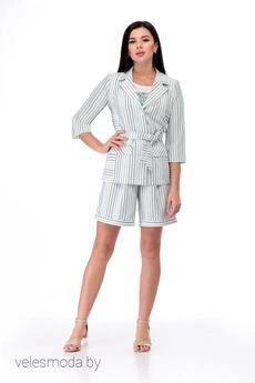 Костюм с шортами 850 зеленый+полоска MichelStyle