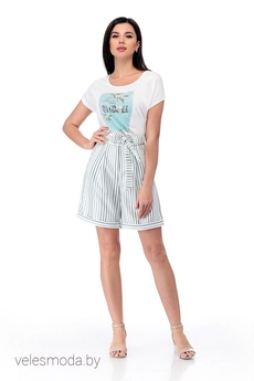 Костюм с шортами 850 зеленый+полоска MichelStyle