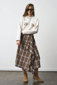 Юбка-килт 1301 принт-клетка коричневый milmil