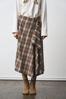 Юбка-килт 1301 принт-клетка коричневый milmil