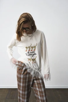 Брюки 1306 принт клетка milmil