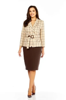 Костюм с юбкой 1146-1 шоколад + карамель Milora