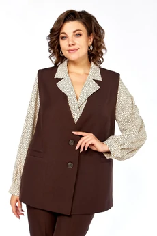 Костюм брючный 1375 шоколад + карамель Milora