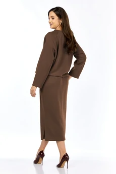 Костюм с юбкой 1376 кофе с молоком Milora