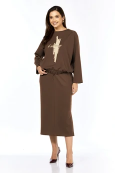 Костюм с юбкой 1376 кофе с молоком Milora