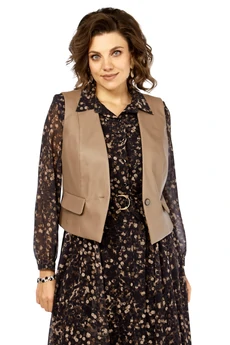 Костюм с платьем 1380-1 черный + капучино кружочки Milora