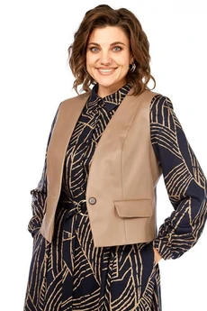 Костюм с платьем 1380-1 черный + капучино листья Milora