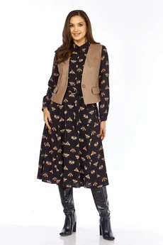 Костюм с платьем 1380-1 черный + пчелы Milora