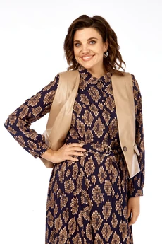 Костюм с платьем 1380-1 черный + капучино соты Milora