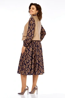 Костюм с платьем 1380-1 черный + капучино соты Milora