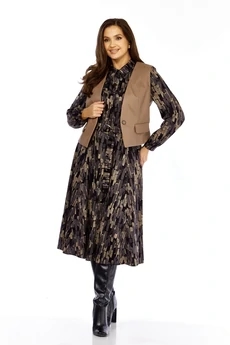 Костюм с платьем 1380-1 черный + штрихи Milora