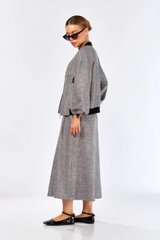 Костюм с юбкой 1384 серый Milora