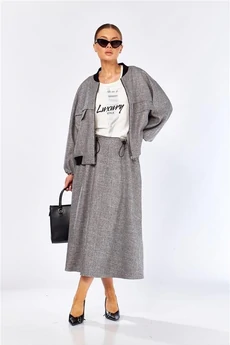 Костюм с юбкой 1384 серый Milora