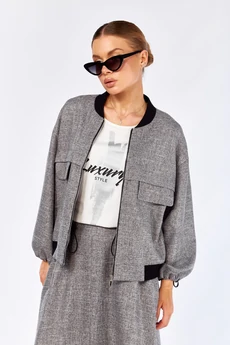 Костюм с юбкой 1384 серый Milora