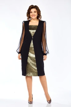 Платье 1417 черный + золото Milora