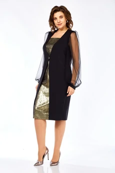 Платье 1417 черный + золото Milora