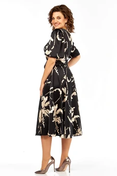 Платье 1419 черный + принт Milora