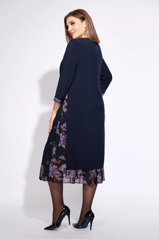 Платье 758 синий + цветы Milora