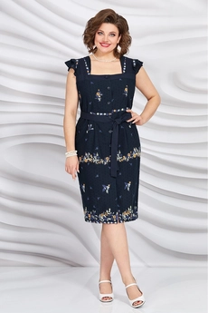 Платье 5093-2 темно-синий Mira Fashion