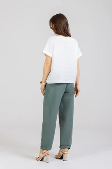 Костюм брючный 1277+1155 белый + олива Mirolia