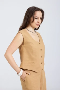 Костюм брючный 1289 + 1287 горчичный Mirolia