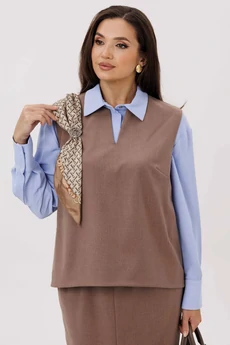 Костюм с юбкой 1236-1 капучино + голубой MisLana
