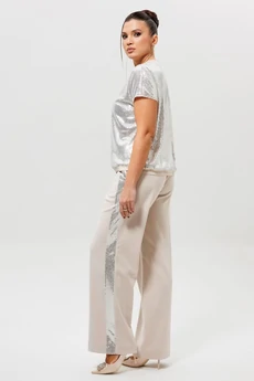 Костюм брючный 1277 серебро + беж MisLana