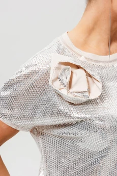 Костюм брючный 1277 серебро + беж MisLana