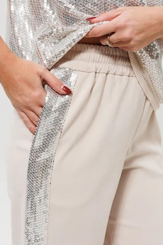 Костюм брючный 1277 серебро + беж MisLana