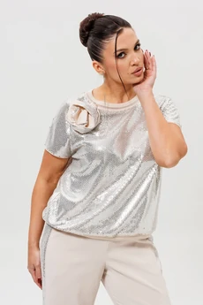 Костюм брючный 1277 серебро + беж MisLana