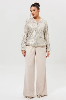 Костюм брючный 1279к серебро + беж MisLana