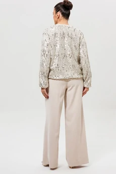 Костюм брючный 1279к серебро + беж MisLana