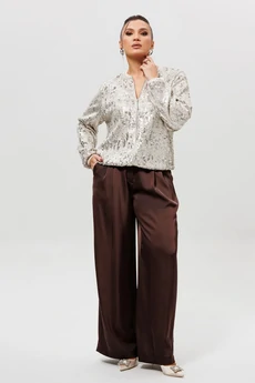 Костюм брючный 1283-1 серебро + шоколад MisLana