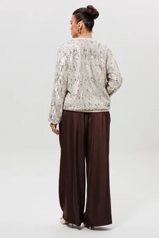 Костюм брючный 1283-1 серебро + шоколад MisLana