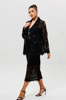 Костюм с юбкой 1284 черный MisLana