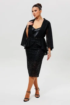 Костюм с юбкой 1286-1 черный MisLana