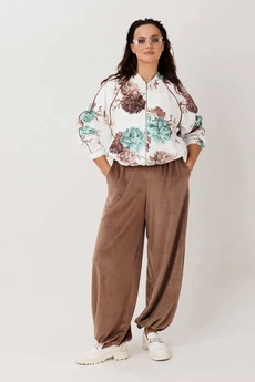 Костюм брючный 1301 мята + коричневый MisLana