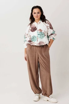 Костюм брючный 1301 мята + коричневый MisLana