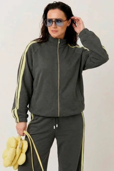 Костюм брючный 1306 темно-серый + лимонный MisLana