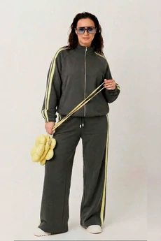 Костюм брючный 1306 темно-серый + лимонный MisLana