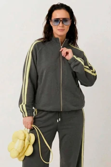 Костюм брючный 1306 темно-серый + лимонный MisLana