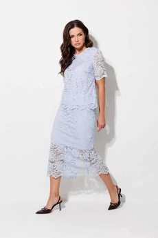 Костюм с юбкой 1307 голубой MisLana