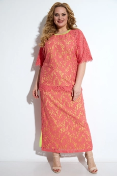 Костюм с юбкой 1232 розовый Michel Chic