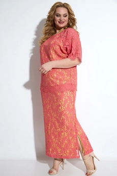 Костюм с юбкой 1232 розовый Michel Chic