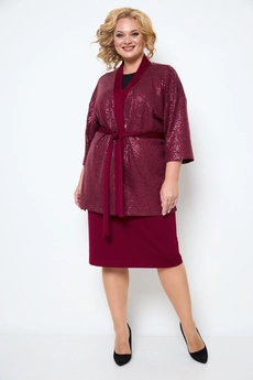Костюм с юбкой 1253 бордовый Michel Chic