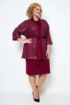 Костюм с юбкой 1253 бордовый Michel Chic