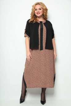 *Костюм с платьем 1262 бежевый + черный Michel Chic
