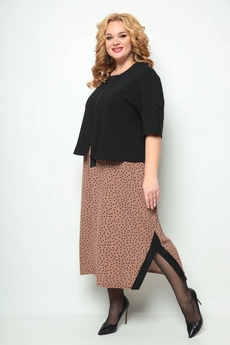 *Костюм с платьем 1262 бежевый + черный Michel Chic