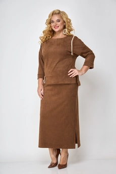 Костюм с юбкой 1310 рыжий Michel Chic
