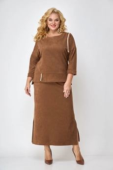 Костюм с юбкой 1310 рыжий Michel Chic